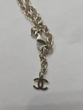 #145 CHANEL Coco Mark Necklace Jewelry GP (Gold Plated) Women's Gold and Silver