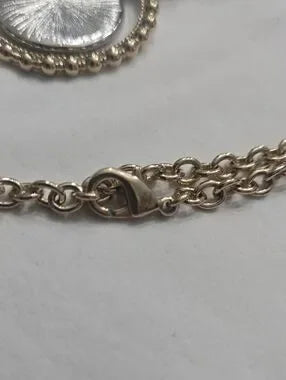 #145 CHANEL Coco Mark Necklace Jewelry GP (Gold Plated) Women's Gold and Silver