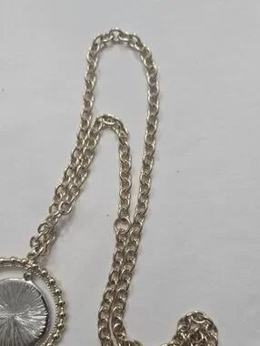 #145 CHANEL Coco Mark Necklace Jewelry GP (Gold Plated) Women's Gold and Silver
