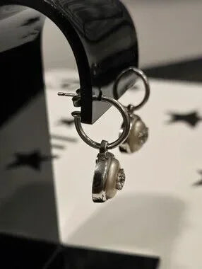 #1106 - Chanel CHANEL 00A Coco Mark Pearl 2000 Earrings Silver