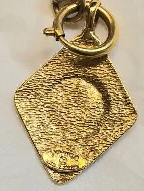 #161 - Chanel Coco Mark Diamond Motif Necklace, Gold Plated - VINTAGE