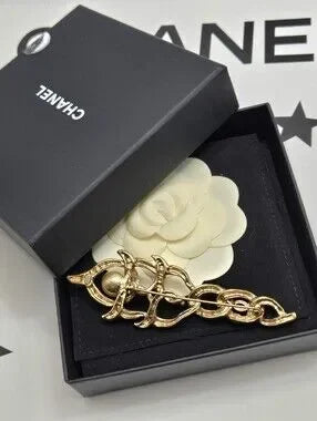 #1108 - Chanel Coco Mark L20C Brooch GP x Imitation pearl Gold