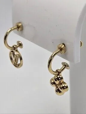 #118 - Louis Vuitton Earrings Blooming M64859 Monogram Flower LV Circle Gold