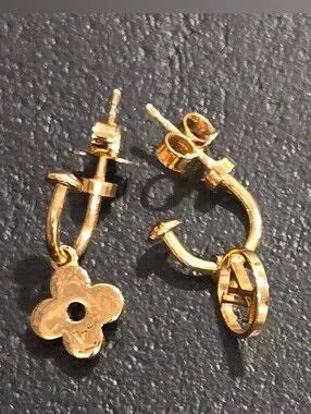 #118 - Louis Vuitton Earrings Blooming M64859 Monogram Flower LV Circle Gold