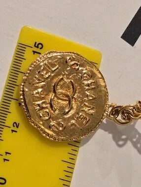 #176 Chanel Logo Coco Mark Vintage Necklace Gold Plated - Vintage