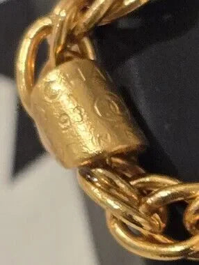 #176 Chanel Logo Coco Mark Vintage Necklace Gold Plated - Vintage