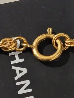 #176 Chanel Logo Coco Mark Vintage Necklace Gold Plated - Vintage