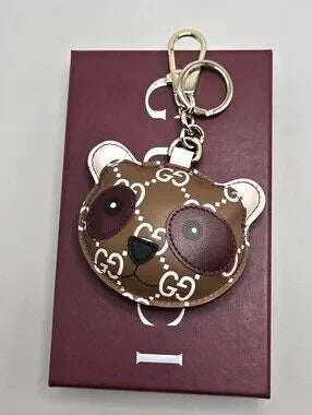 #178 - Gucci Accessory Panda Shape 821890 Leather Bag/Key Charm - NWT